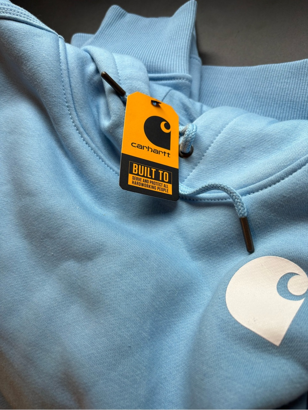 Carhartt Light Blue Hoodie with White Logo